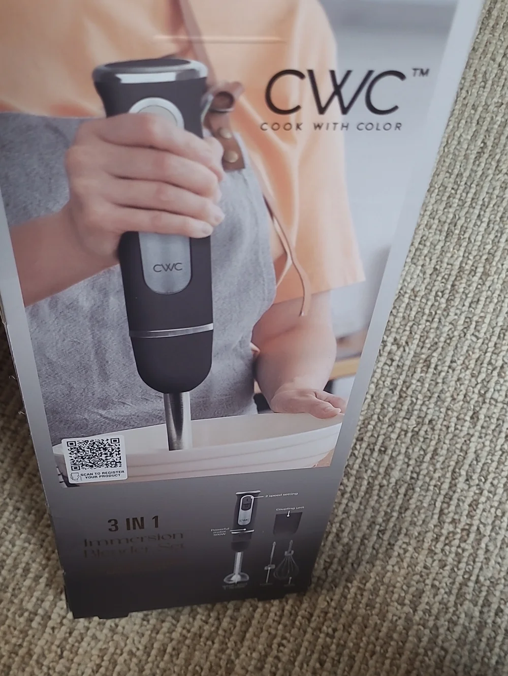 CWC 3-in-1 Immersion Blender Set - Black Hand Mixer